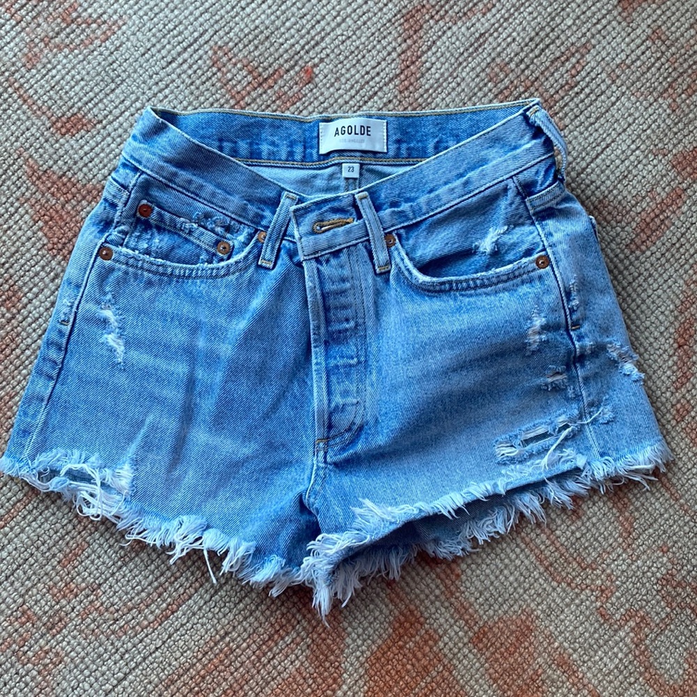 AGOLDE cut off denim shorts